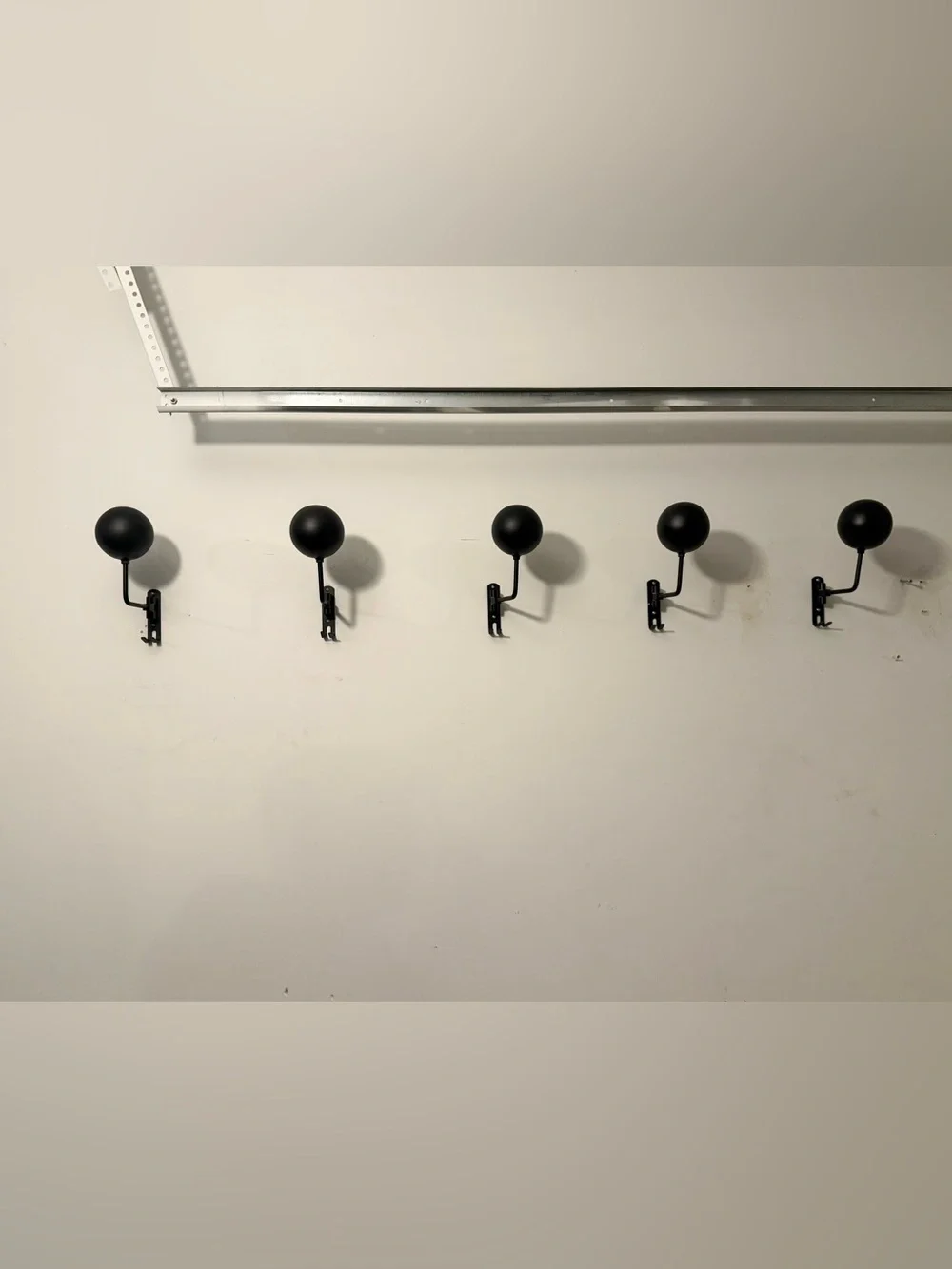 Set of 3 Matte Black Helmet Wall Hooks with Round Knobs